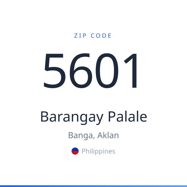 Shareable ZIP code 5601 card for Barangay Palale, light theme