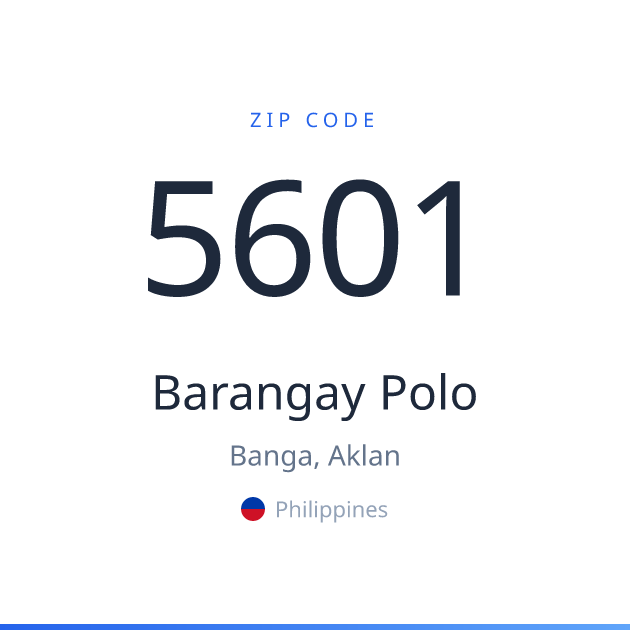 Shareable ZIP code 5601 card for Barangay Polo, light theme