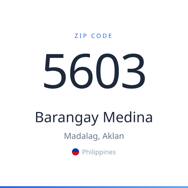 Shareable ZIP code 5603 card for Barangay Medina, light theme