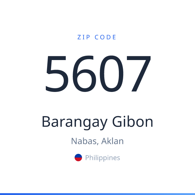 Shareable ZIP code 5607 card for Barangay Gibon, light theme