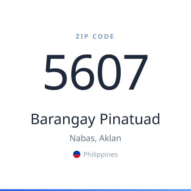 Shareable ZIP code 5607 card for Barangay Pinatuad, light theme