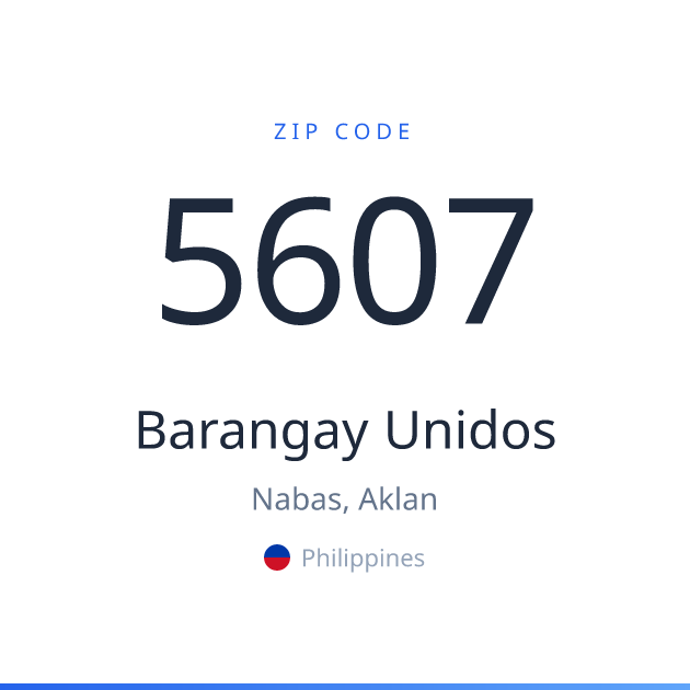 Shareable ZIP code 5607 card for Barangay Unidos, light theme