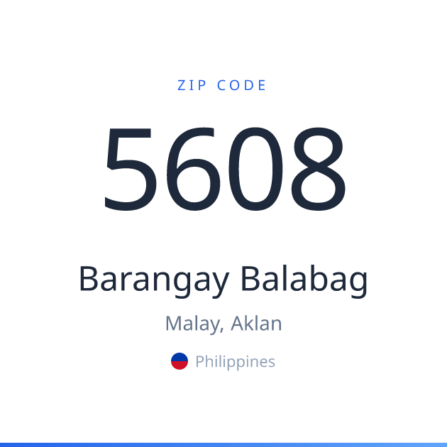 Shareable ZIP code 5608 card for Barangay Balabag, light theme