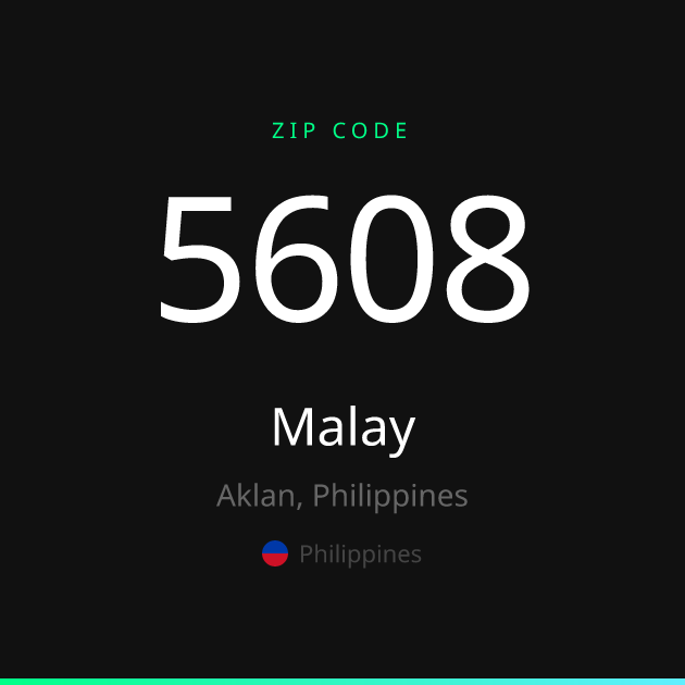 Shareable ZIP code 5608 card for Malay, dark theme