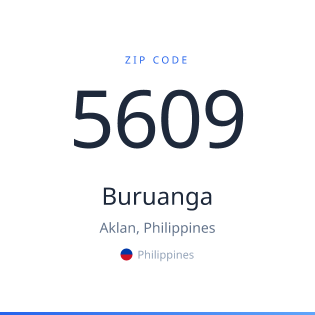 Shareable ZIP code 5609 card for Buruanga, light theme