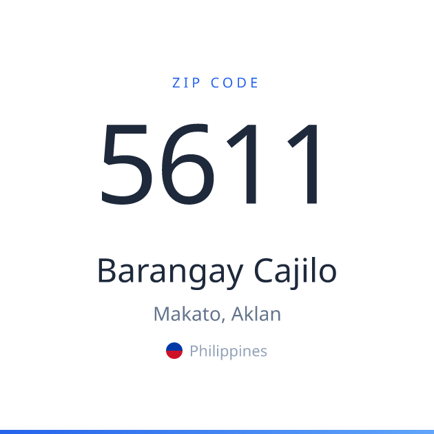 Shareable ZIP code 5611 card for Barangay Cajilo, light theme