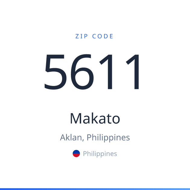 Shareable ZIP code 5611 card for Makato, light theme