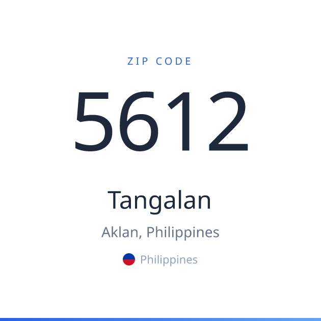 Shareable ZIP code 5612 card for Tangalan, light theme