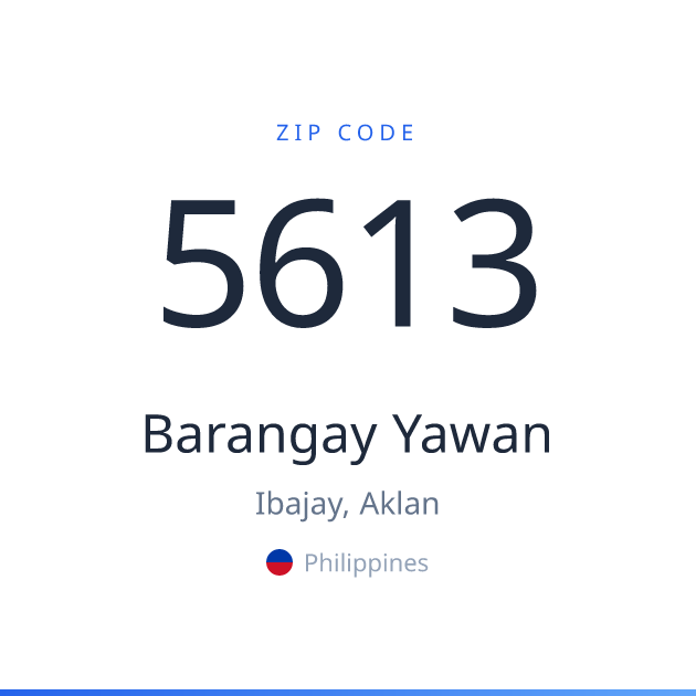 Shareable ZIP code 5613 card for Barangay Yawan, light theme