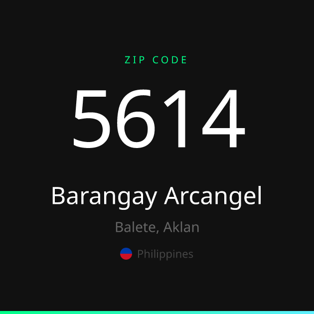 Shareable ZIP code 5614 card for Barangay Arcangel, dark theme