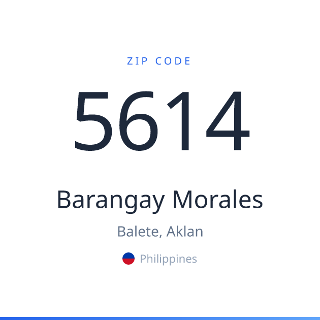 Shareable ZIP code 5614 card for Barangay Morales, light theme