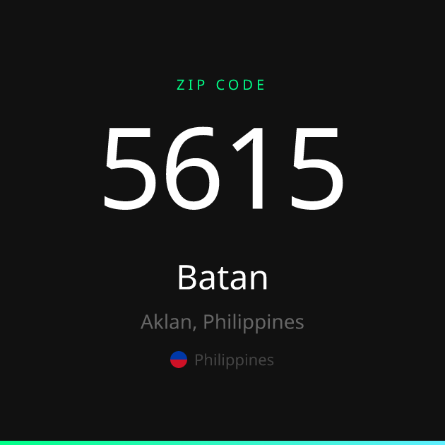 Shareable ZIP code 5615 card for Batan, dark theme