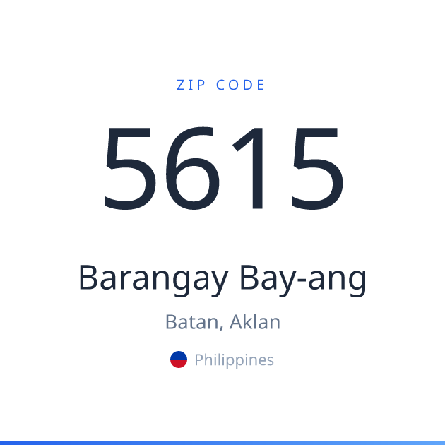Shareable ZIP code 5615 card for Barangay Bay-ang, light theme