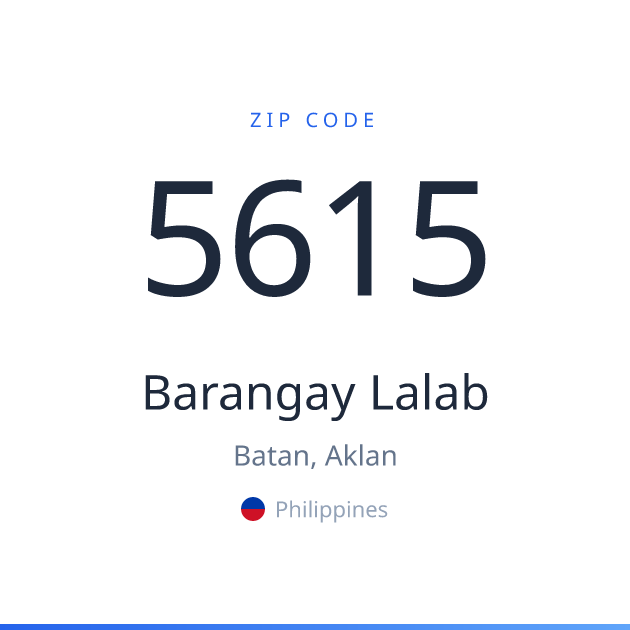 Shareable ZIP code 5615 card for Barangay Lalab, light theme