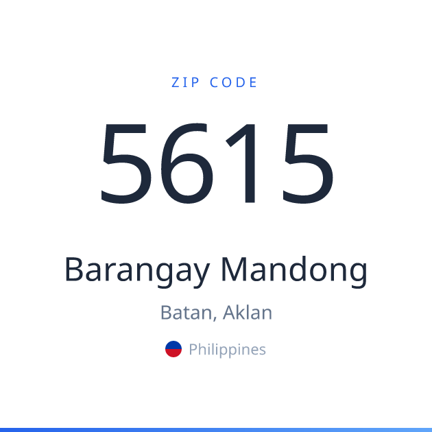 Shareable ZIP code 5615 card for Barangay Mandong, light theme