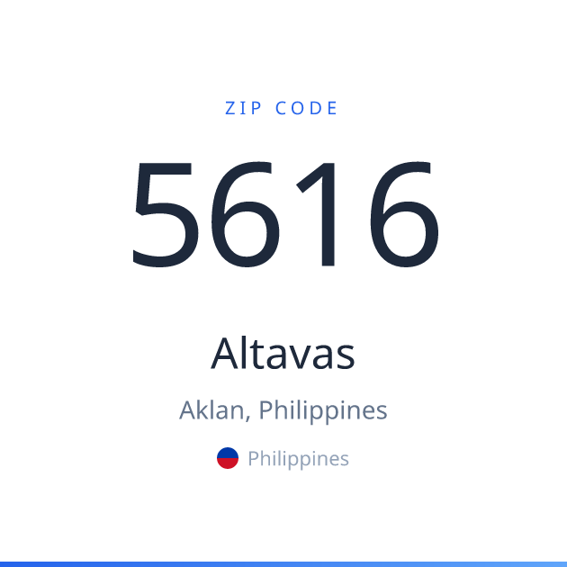 Shareable ZIP code 5616 card for Altavas, light theme