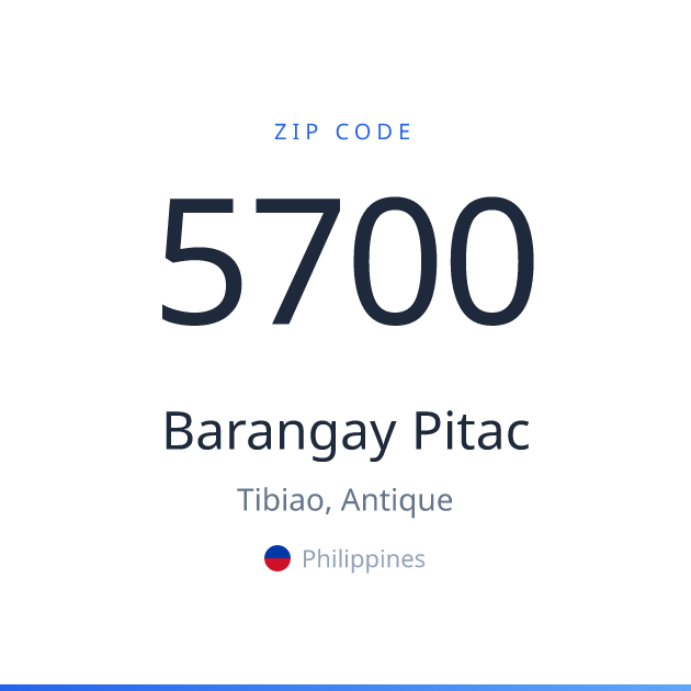 Shareable ZIP code 5700 card for Barangay Pitac, light theme