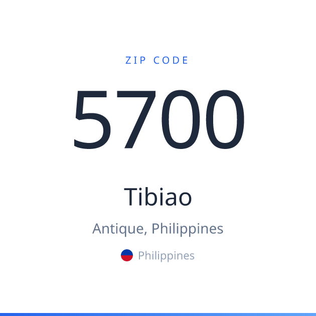 Shareable ZIP code 5700 card for Tibiao, light theme