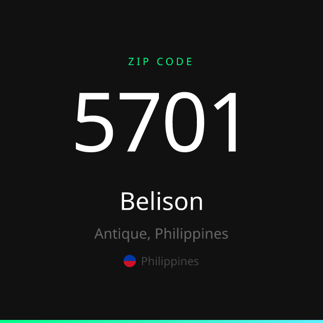 Shareable ZIP code 5701 card for Belison, dark theme