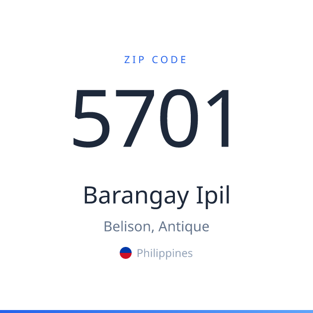 Shareable ZIP code 5701 card for Barangay Ipil, light theme