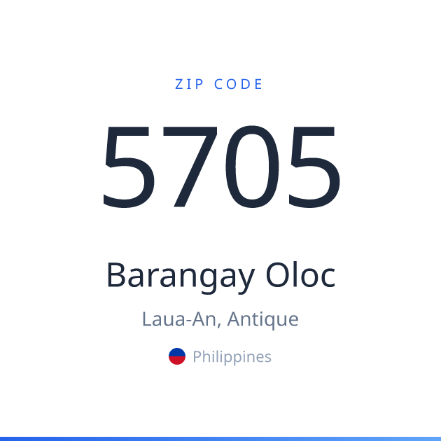 Shareable ZIP code 5705 card for Barangay Oloc, light theme