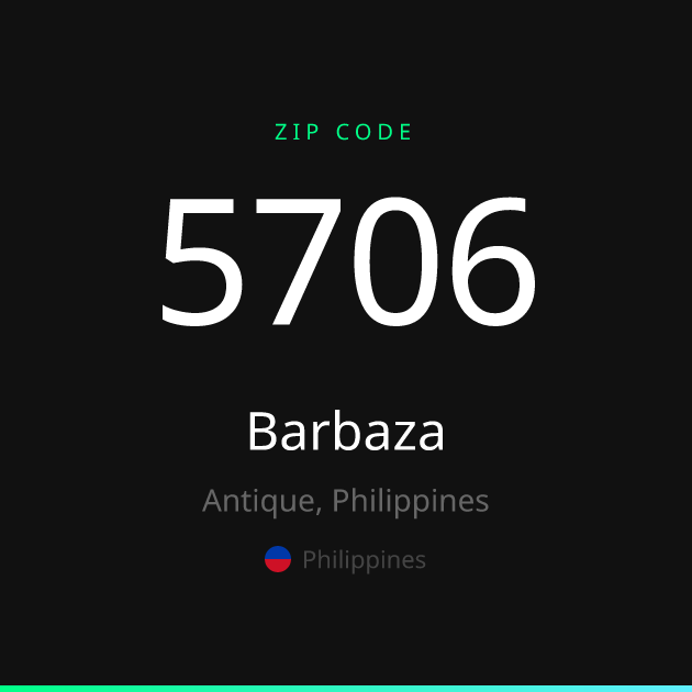 Shareable ZIP code 5706 card for Barbaza, dark theme