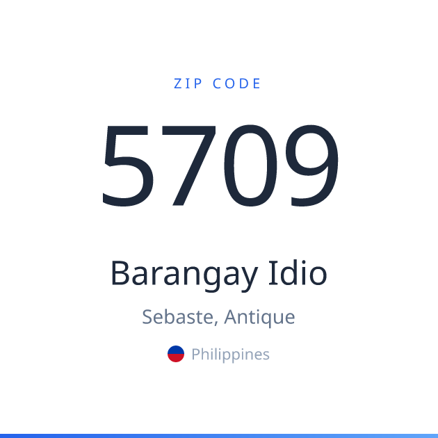 Shareable ZIP code 5709 card for Barangay Idio, light theme