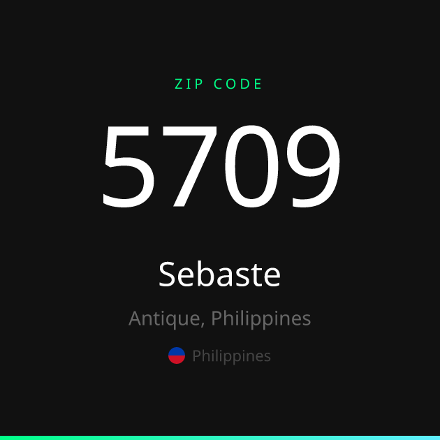 Shareable ZIP code 5709 card for Sebaste, dark theme