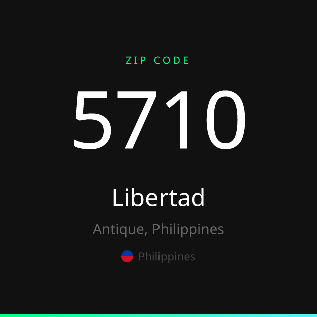 Shareable ZIP code 5710 card for Libertad, dark theme