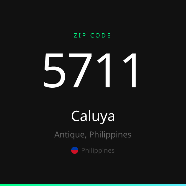 Shareable ZIP code 5711 card for Caluya, dark theme