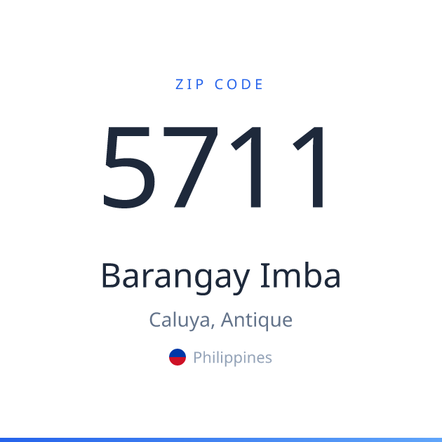 Shareable ZIP code 5711 card for Barangay Imba, light theme