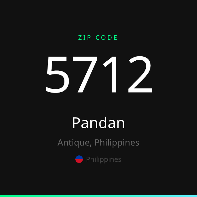Shareable ZIP code 5712 card for Pandan, dark theme
