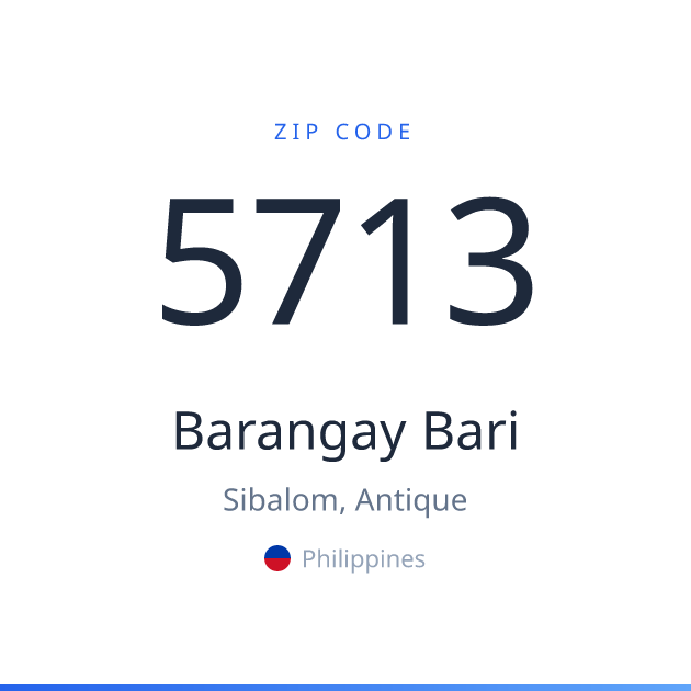 Shareable ZIP code 5713 card for Barangay Bari, light theme