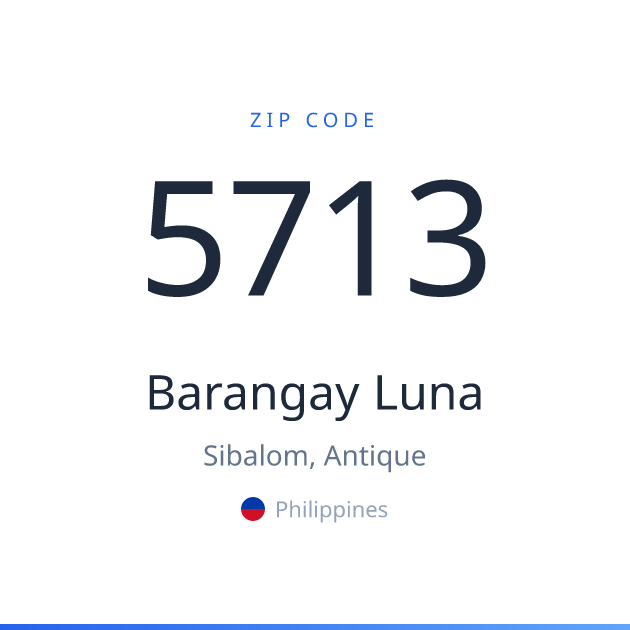 Shareable ZIP code 5713 card for Barangay Luna, light theme