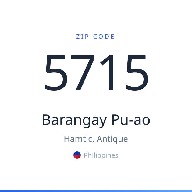 Shareable ZIP code 5715 card for Barangay Pu-ao, light theme