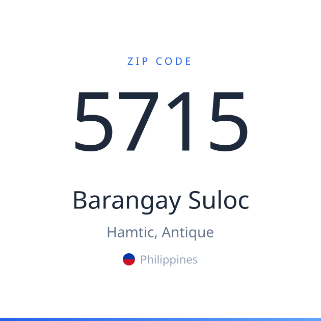 Shareable ZIP code 5715 card for Barangay Suloc, light theme