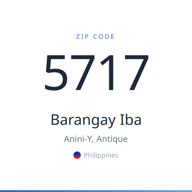 Shareable ZIP code 5717 card for Barangay Iba, light theme
