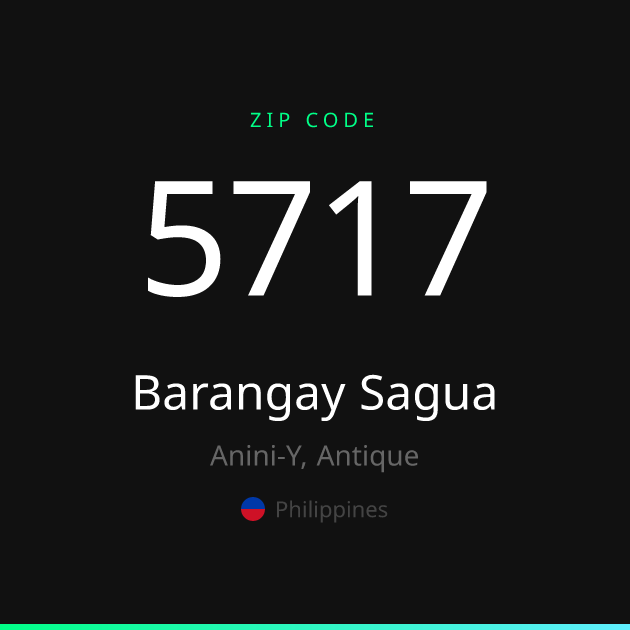 Shareable ZIP code 5717 card for Barangay Sagua, dark theme