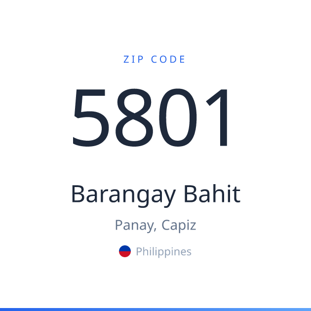 Shareable ZIP code 5801 card for Barangay Bahit, light theme
