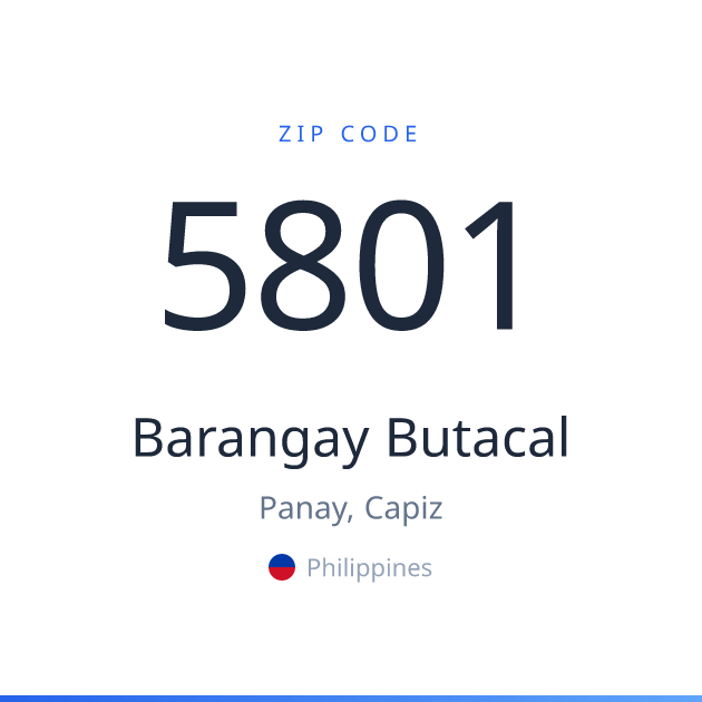 Shareable ZIP code 5801 card for Barangay Butacal, light theme