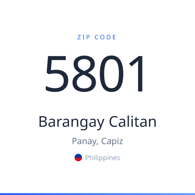 Shareable ZIP code 5801 card for Barangay Calitan, light theme