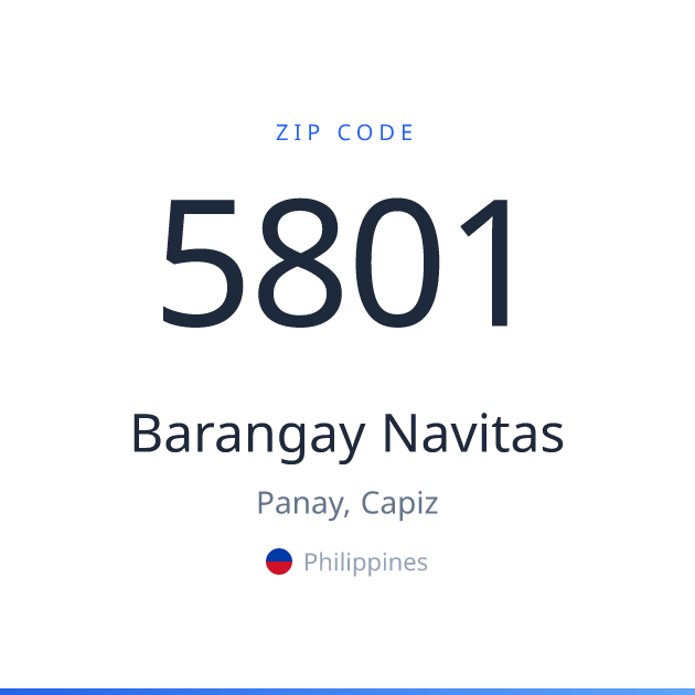 Shareable ZIP code 5801 card for Barangay Navitas, light theme