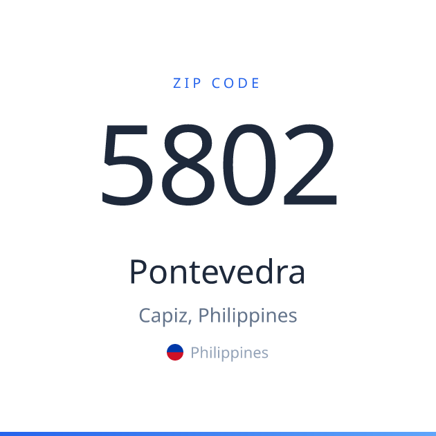Shareable ZIP code 5802 card for Pontevedra, light theme