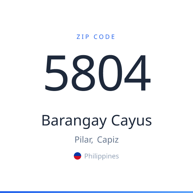 Shareable ZIP code 5804 card for Barangay Cayus, light theme