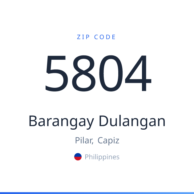 Shareable ZIP code 5804 card for Barangay Dulangan, light theme