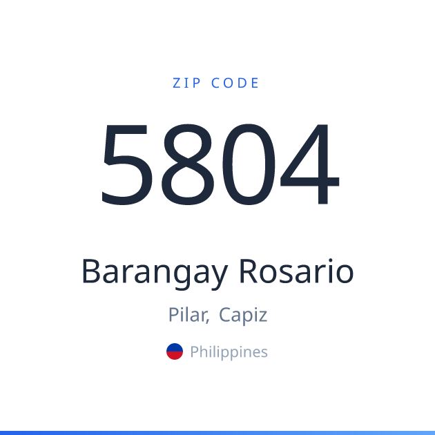 Shareable ZIP code 5804 card for Barangay Rosario, light theme