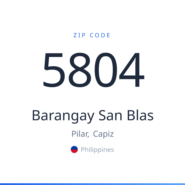 Shareable ZIP code 5804 card for Barangay San Blas, light theme