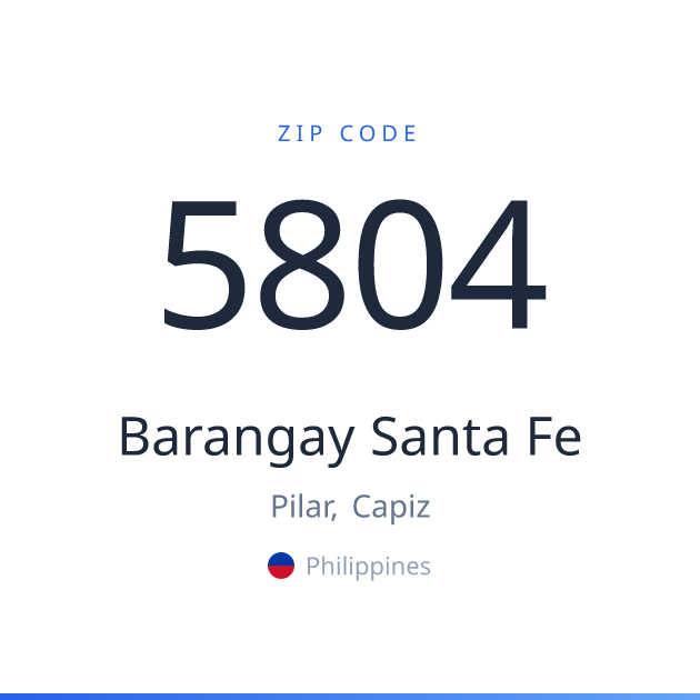 Shareable ZIP code 5804 card for Barangay Santa Fe, light theme