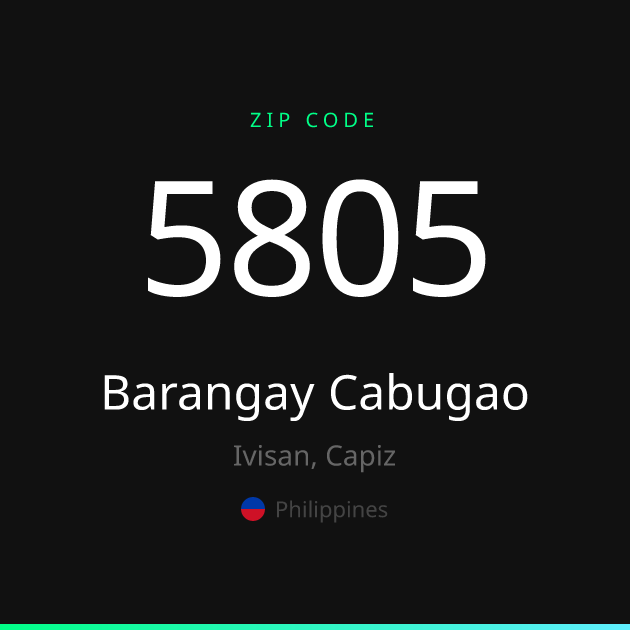 Shareable ZIP code 5805 card for Barangay Cabugao, dark theme