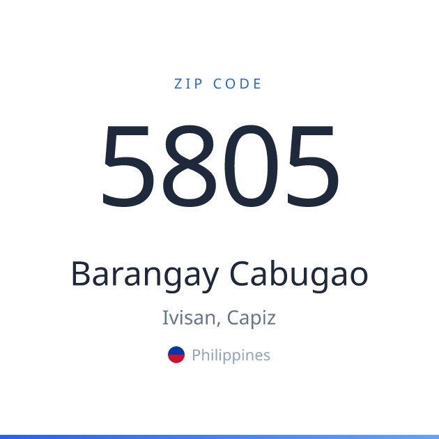 Shareable ZIP code 5805 card for Barangay Cabugao, light theme